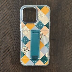 Wallis Patchwork Phone Case with Stand - Teal and Yellow